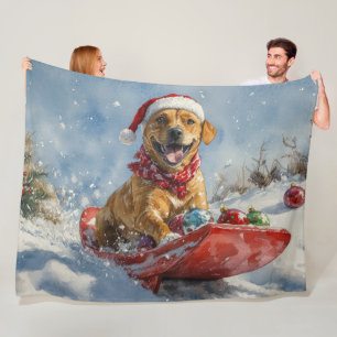 Rhodesian Ridgeback Dog in Sledge Christmas Fleece Blanket