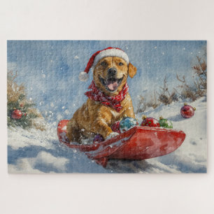 Rhodesian Ridgeback Dog in Sledge Christmas Jigsaw Puzzle