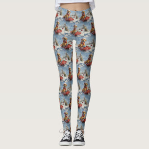 Rhodesian Ridgeback Dog in Sledge Christmas Leggings