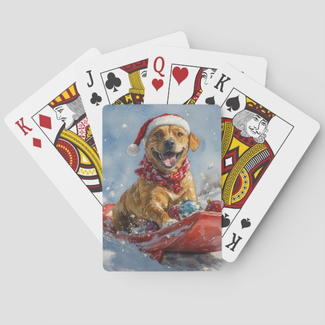 Rhodesian Ridgeback Dog in Sledge Christmas Playing Cards (Back)