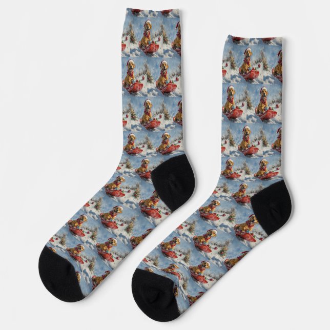 Rhodesian Ridgeback Dog in Sledge Christmas Socks (Left)