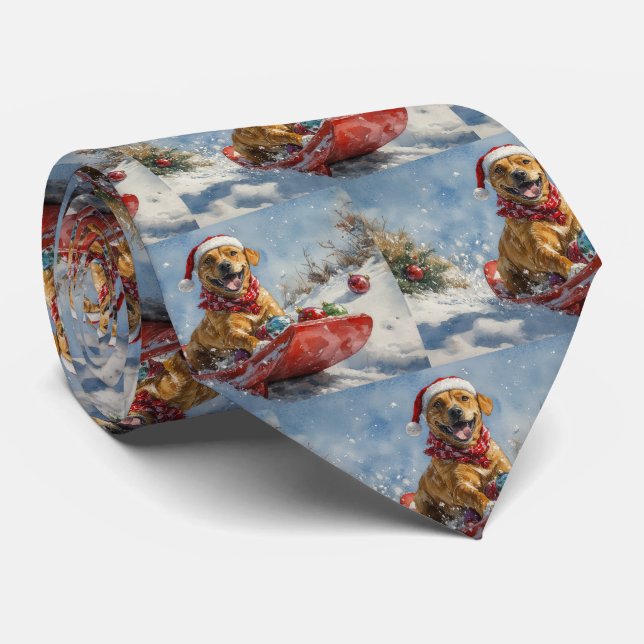 Rhodesian Ridgeback Dog in Sledge Christmas Tie (Rolled)