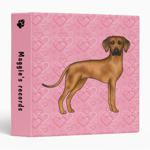 Rhodesian Ridgeback Dog Love Heart Pattern Pink Binder