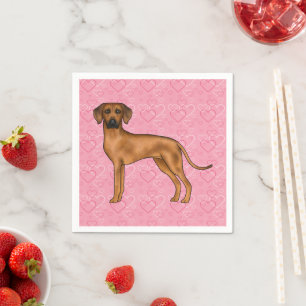 Rhodesian Ridgeback Dog Love Heart Pattern Pink Napkin