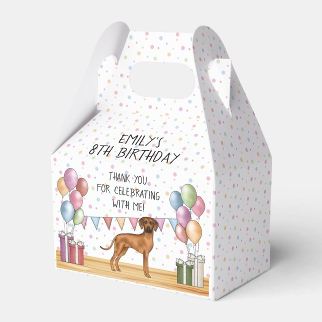 Rhodesian Ridgeback Dog Pastel Birthday Thank You Favor Box (Front Side)