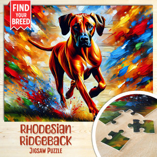 Rhodesian Ridgeback Dog Portrait Acrylic Art Print Jigsaw Puzzle