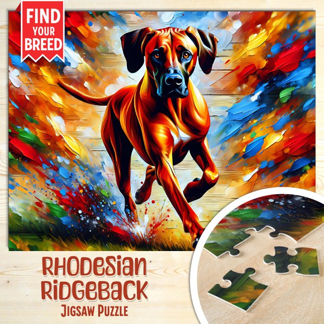 Rhodesian Ridgeback Dog Portrait Acrylic Art Print Jigsaw Puzzle (Creator Uploaded)