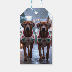 Rhodesian Ridgeback Dogs Christmas Snow Holiday Gift Tags