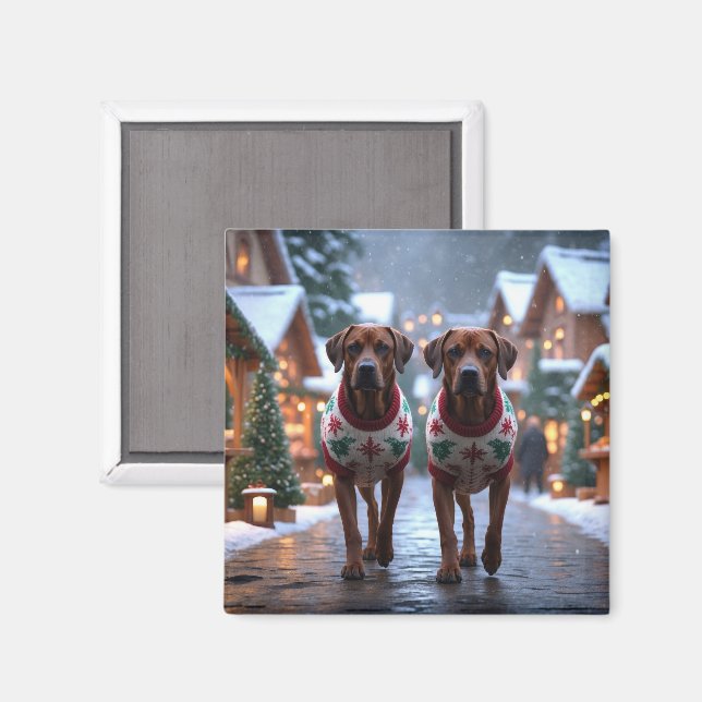 Rhodesian Ridgeback Dogs Christmas Snow Holiday Magnet (Front/Back)