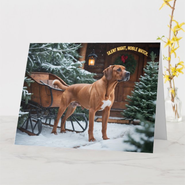 Rhodesian Ridgeback Festive Holiday Christmas Card (Yellow Flower)