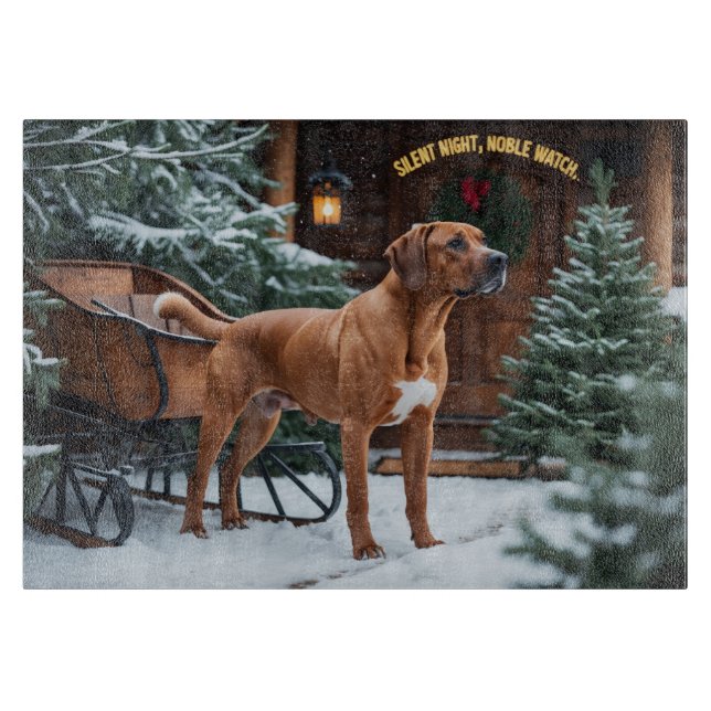 Rhodesian Ridgeback Festive Holiday Christmas Cutting Board (Front)