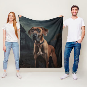 Rhodesian Ridgeback Halloween Scary Fleece Blanket