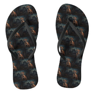 Rhodesian Ridgeback Halloween Scary Flip Flops