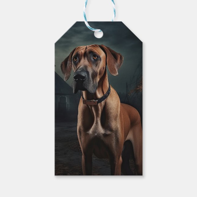 Rhodesian Ridgeback Halloween Scary  Gift Tags (Front)