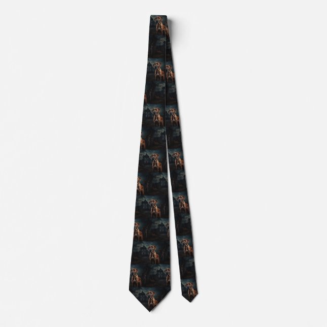 Rhodesian Ridgeback Halloween Scary  Tie (Front)