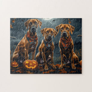 Rhodesian Ridgeback Halloween Spooky Jigsaw Puzzle