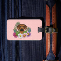 Rhodesian Ridgeback Head Colourful Flowers On Pink