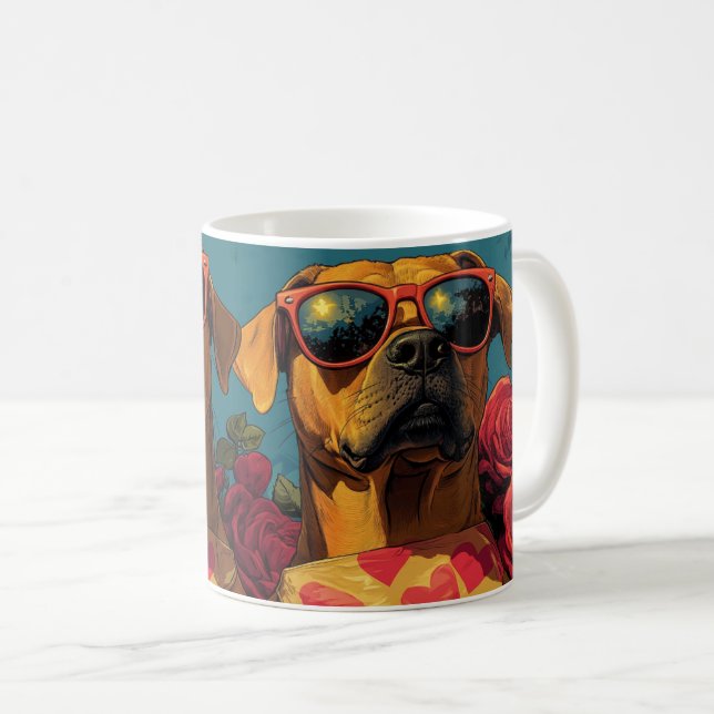 Rhodesian Ridgeback Heart Roses Valentine's Day Coffee Mug (Front Right)