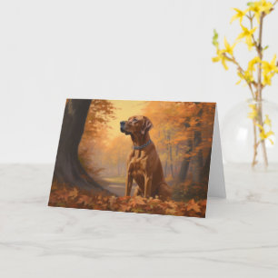 Rhodesian Ridgeback  in Autumn Leaves Fall Inspire Card