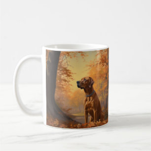 Rhodesian Ridgeback  in Autumn Leaves Fall Inspire Coffee Mug