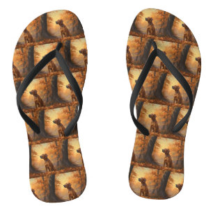 Rhodesian Ridgeback  in Autumn Leaves Fall Inspire Flip Flops
