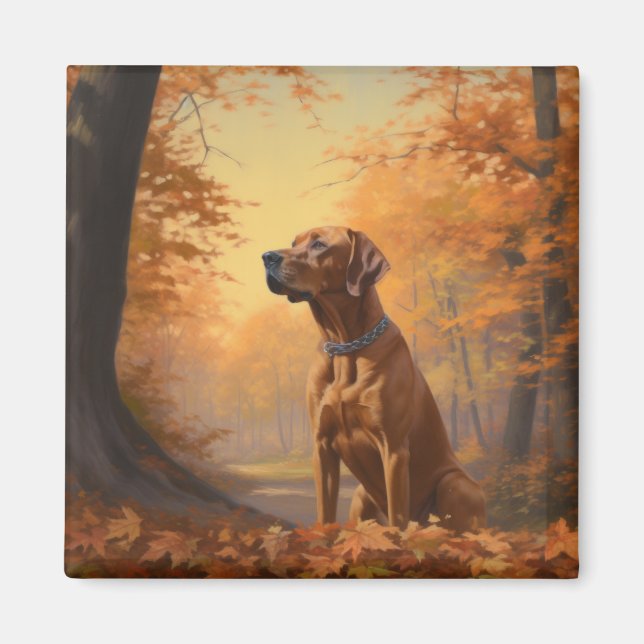 Rhodesian Ridgeback  in Autumn Leaves Fall Inspire Magnet (Front)