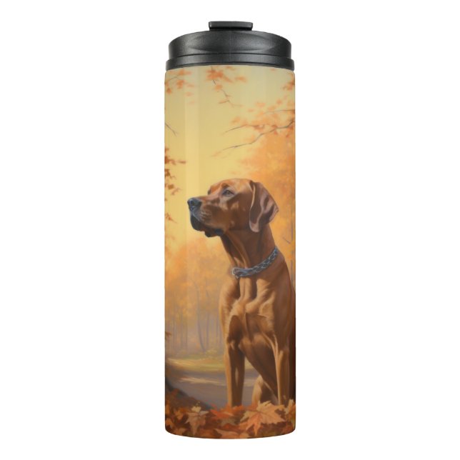 Rhodesian Ridgeback  in Autumn Leaves Fall Inspire Thermal Tumbler (Front)