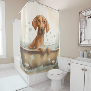 Rhodesian Ridgeback In Bathtub Watercolor Dog Art