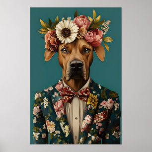 Rhodesian Ridgeback In Suit Poster, Rhodesian Poster