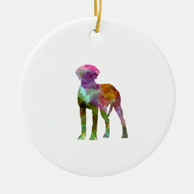 Rhodesian Ridgeback in watercolor Ceramic Ornament (Front)