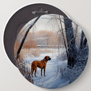 Rhodesian Ridgeback Let It Snow Christmas  6 Inch Round Button