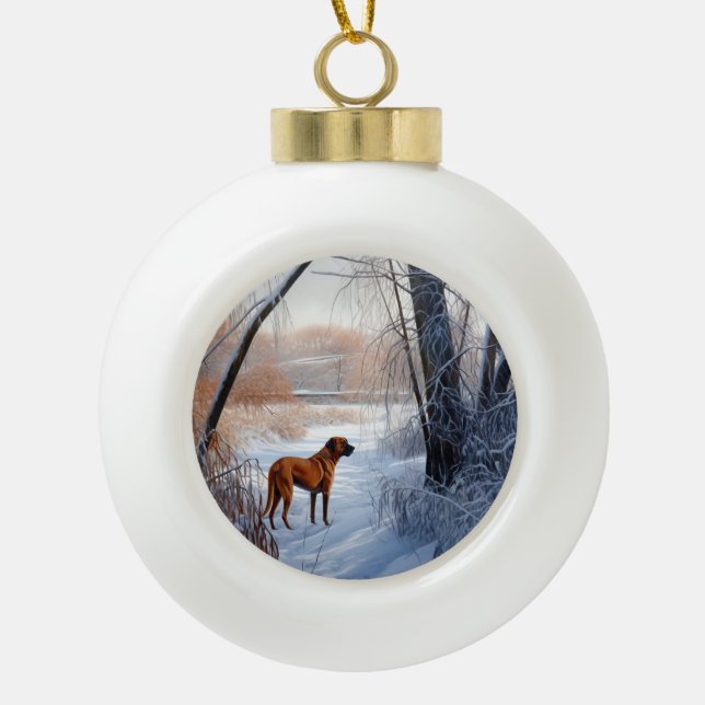 Rhodesian Ridgeback Let It Snow Christmas  Ceramic Ball Christmas Ornament (Front)