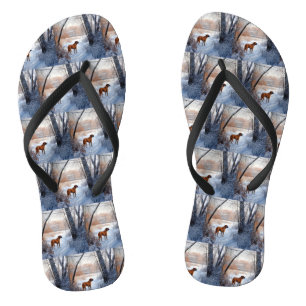 Rhodesian Ridgeback Let It Snow Christmas  Flip Flops