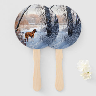 Rhodesian Ridgeback Let It Snow Christmas  Hand Fan
