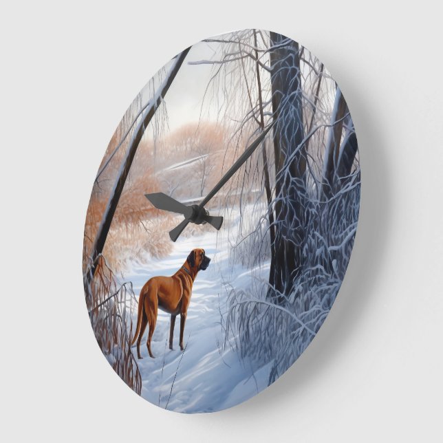 Rhodesian Ridgeback Let It Snow Christmas  Large Clock (Angle)
