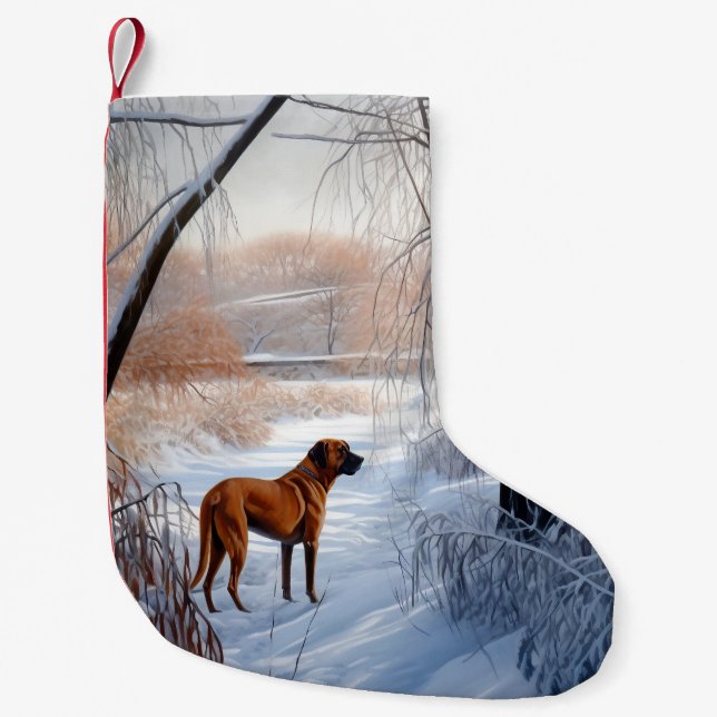 Rhodesian Ridgeback Let It Snow Christmas  Small Christmas Stocking (Front)