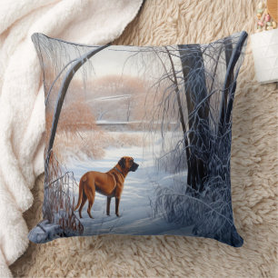 Rhodesian Ridgeback Let It Snow Christmas  Throw Pillow