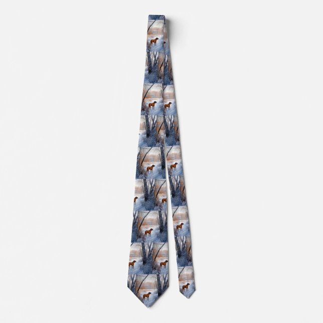 Rhodesian Ridgeback Let It Snow Christmas  Tie (Front)
