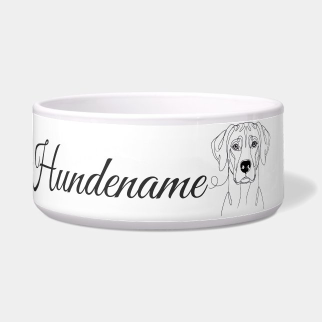Rhodesian Ridgeback Line Art personalized bowl (Front)