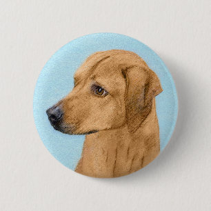 Rhodesian Ridgeback Painting - Original Dog Art 2 Inch Round Button