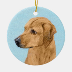 Rhodesian Ridgeback Painting - Original Dog Art Ceramic Ornament