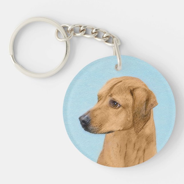 Rhodesian Ridgeback Painting - Original Dog Art Keychain (Front)