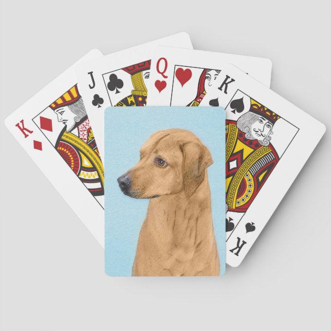 Rhodesian Ridgeback Painting - Original Dog Art Playing Cards (Back)