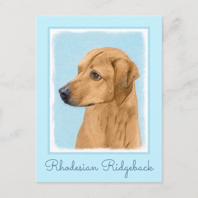 Rhodesian Ridgeback Painting - Original Dog Art Postcard (Front)