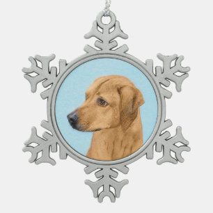 Rhodesian Ridgeback Painting - Original Dog Art Snowflake Pewter Christmas Ornament