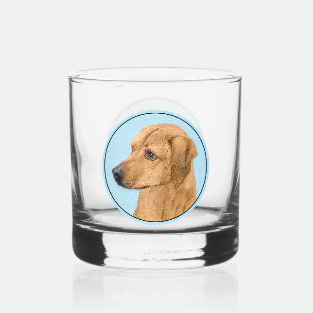 Rhodesian Ridgeback Painting - Original Dog Art Whiskey Glass (Front)