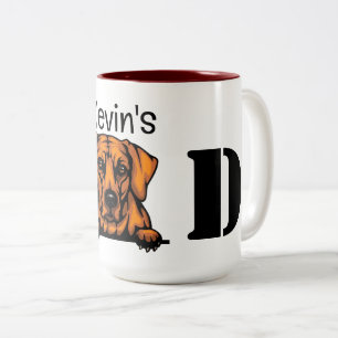  Rhodesian Ridgeback Peeking Personalized Dad  Two-Tone Coffee Mug