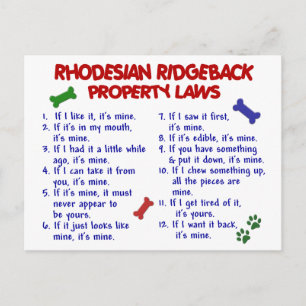 RHODESIAN RIDGEBACK Property Laws 2 Postcard