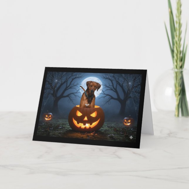 Rhodesian Ridgeback Pumpkin Pals – Halloween Greet Card (Front)