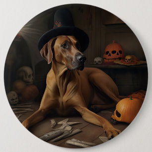 Rhodesian Ridgeback Pumpkins Halloween Scary 6 Inch Round Button
